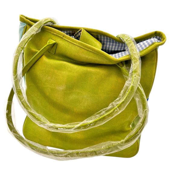 RARE Vintage 70s Womens Handbag Cats Spring Green Floral New Flawed Read Below - Picture 3 of 10